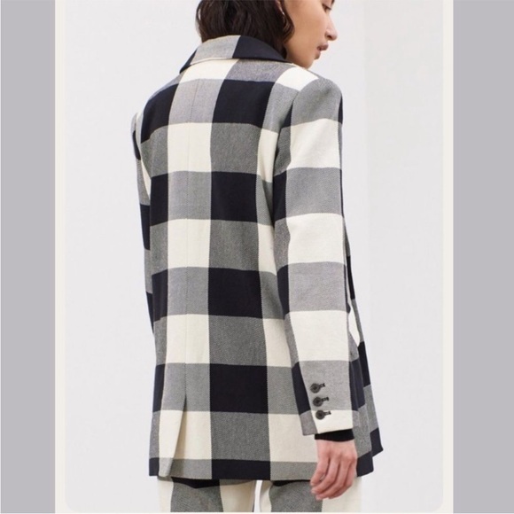 Mara Hoffman Plaid Tatum White Black Check Jacket Medium - Picture 6 of 10
